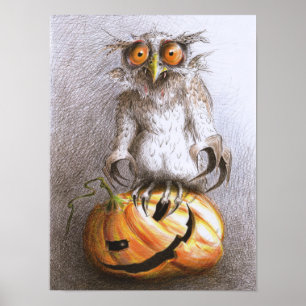 Zeer oude Trick or treat Vampire Owl Poster