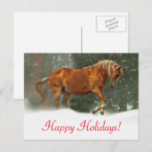 Zeer  paarden in het Briefkaart Sneeuwvakantie (Voorkant / Achterkant)