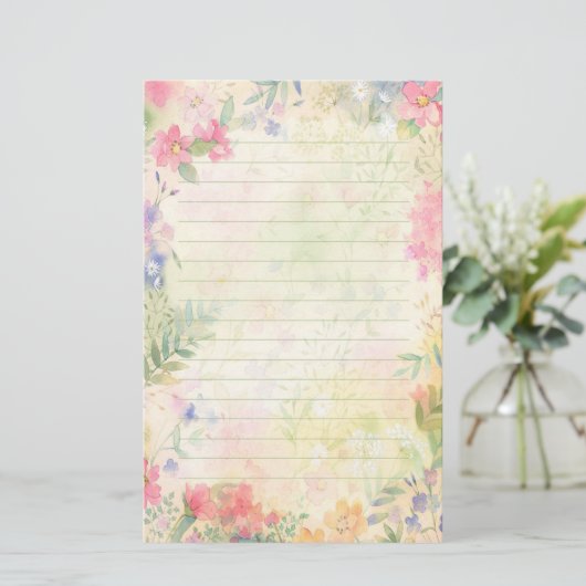 Zeer  papier met bloemenvoering (Staand voorkant)