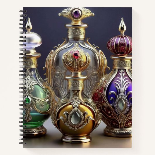 Zeer  parfumflesjes in barokstijl notitieboek (Voorkant)