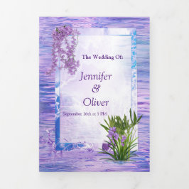 Zeer peri-blauw-violetwaterreflecties Tri-Fold H Drieluik Wenskaart