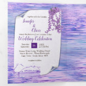 Zeer peri-blauw-violetwaterreflecties Tri-Fold H Drieluik Wenskaart (Binnenzijde eerst)