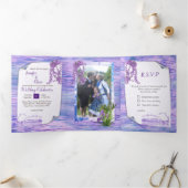 Zeer peri-blauw-violetwaterreflecties Tri-Fold H Drieluik Wenskaart (Binnen)