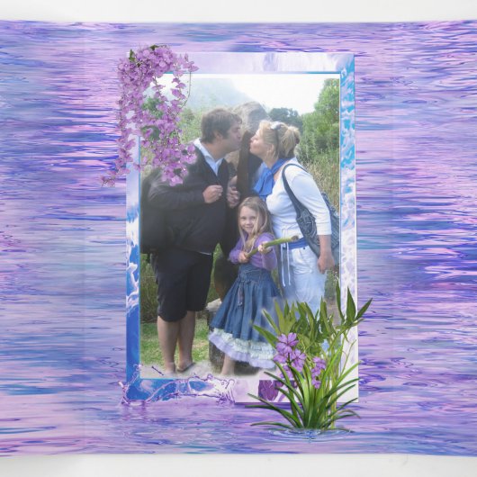 Zeer peri-blauw-violetwaterreflecties Tri-Fold H Drieluik Wenskaart (Binnenkant midden)