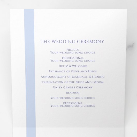 Zeer peri blauwe tropische botanica lijnbruiloft drieluik programma (Binnenzijde eerst)