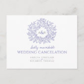 Zeer Peri getekende bladmonogram bruiloft afgelast Aankondigingskaart (Voorkant)