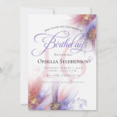 Zeer Peri Lila Roos Abstracte Floral Birthday  Kaart (Voorkant)