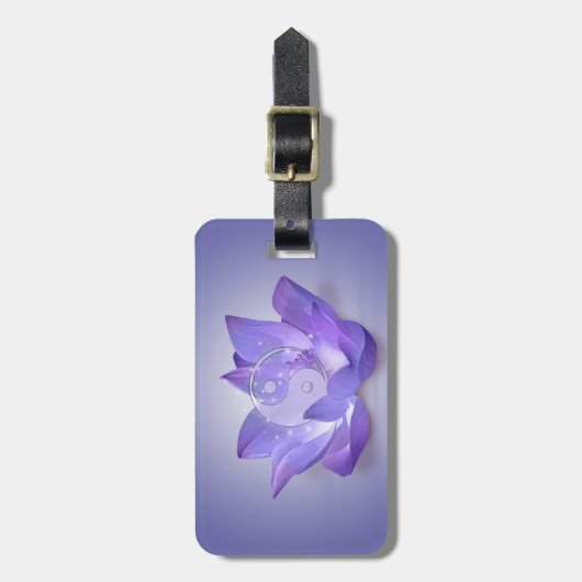 Zeer Peri Lotus en Yin Yang Bagagelabel (Voorkant verticaal)
