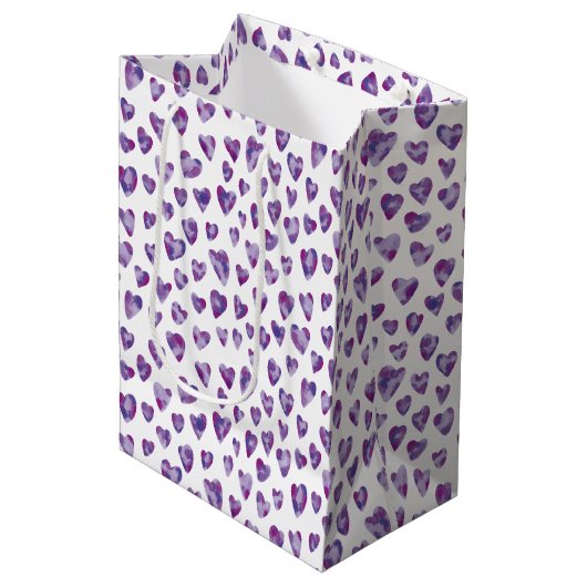 Zeer Peri Paars Heart Medium Cadeauzakje (Voorkant Gekanteld)