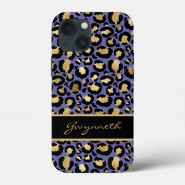 Zeer peri Paarse zwarte monogram luipaard afdrukke Case-Mate iPhone Case