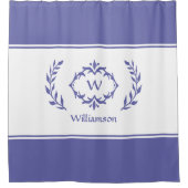 Zeer Peri Periwinkle Blue Monogramed Name Initiaal Douchegordijn (Voorkant)
