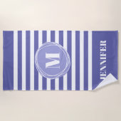 Zeer peri Striped Monogram Aangepast Strandlaken (Voorkant)