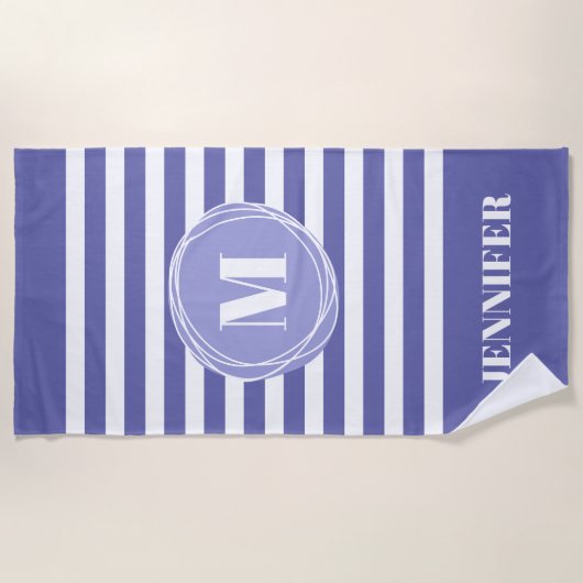 Zeer peri Striped Monogram Aangepast   Strandlaken (Voorkant)