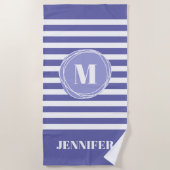 Zeer peri Striped Monogram Aangepast   Strandlaken (Voorkant)