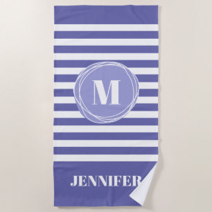 Zeer peri Striped Monogram Aangepast Strandlaken