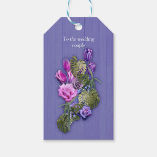 Zeer peri-Waterverf, Rozen, Tulpen Cadeaulabel