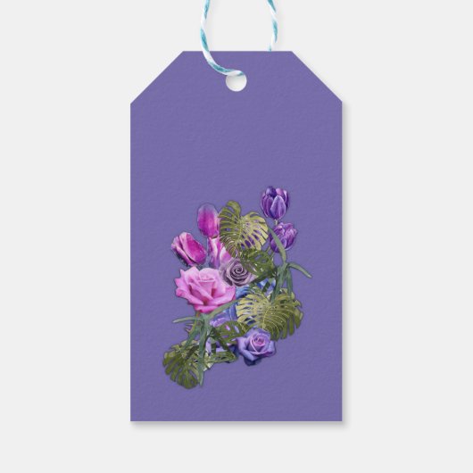 Zeer peri-Waterverf, Rozen, Tulpen Cadeaulabel (Achterkant)