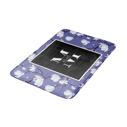 Zeer periwinkle Monogramma Magnolia Flower Badmat (Gekanteld)