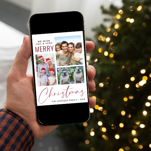 Zeer prettig 3 kerstfoto's feestdagenkaart