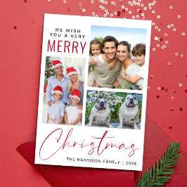 Zeer prettig 3 kerstfoto's feestdagenkaart