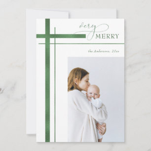 Zeer prettig Faux Foil Eén foto-kerst voor religie Feestdagenkaart