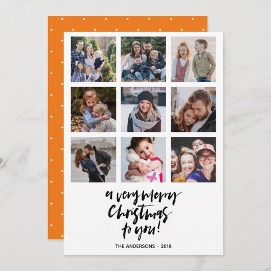 Zeer prettig kerstfeest | Oranje | 9 foto's collag Kaart (Voorkant / Achterkant)