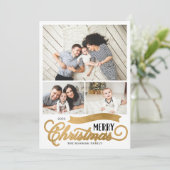 Zeer prettig kerstscript 3 Foto Feestdagenkaart (Staand voorkant)