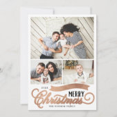 Zeer prettig kerstscript 3 Foto Feestdagenkaart (Voorkant)