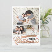 Zeer prettig kerstscript 3 Foto Feestdagenkaart (Staand voorkant)