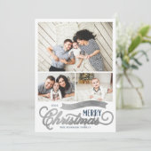 Zeer prettig kerstscript 3 Foto Feestdagenkaart (Staand voorkant)