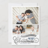 Zeer prettig kerstscript 3 Foto Feestdagenkaart (Voorkant)