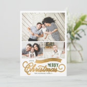 Zeer prettig kerstscript 3 Foto Feestdagenkaart (Staand voorkant)