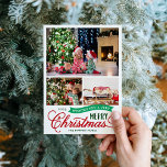 Zeer prettig kerstscript 3 Foto Feestdagenkaart<br><div class="desc">Betaalbare op maat gedrukte kerstfotokaarten met een eenvoudige DIY-sjabloon voor maatwerk. Dit leuke ontwerp is voorzien van grillige typografie in rode en groene kleuren. De boodschap luidde: "Ik wens u een heel vrolijk kerstfeest". De sjabloon heeft ruimte voor 3 familiefoto's. Gebruik de ontwerpgereedschappen om de lettertypen en kleuren te bewerken....</div>