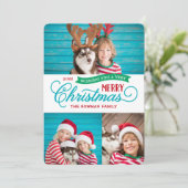 Zeer prettig kerstscript 3 Foto Feestdagenkaart (Staand voorkant)