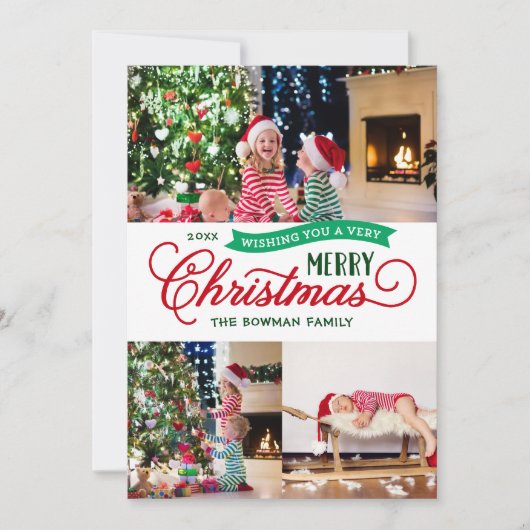 Zeer prettig kerstscript 3 Foto Feestdagenkaart (Voorkant)