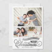 Zeer prettig kerstscript 3 Foto Feestdagenkaart (Voorkant)