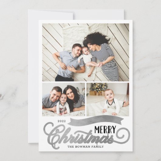 Zeer prettig kerstscript 3 Foto Feestdagenkaart (Voorkant)