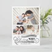 Zeer prettig kerstscript 3 Foto Feestdagenkaart (Staand voorkant)