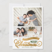 Zeer prettig kerstscript 3 Foto Feestdagenkaart (Voorkant)