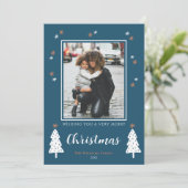 Zeer prettige kerstdoodle Trees Moderne Foto Feestdagenkaart (Staand voorkant)