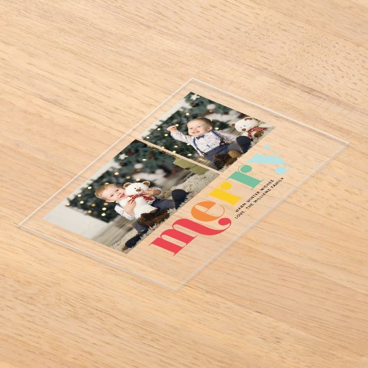 Zeer prettige kerstfoto 2 acryl uitnodigingen (Laagn)