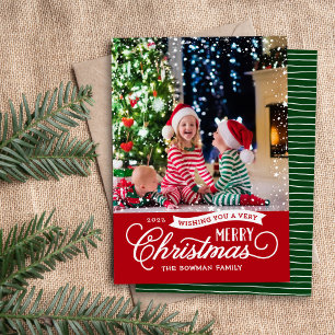 Zeer prettige kerstfoto feestdagenkaart