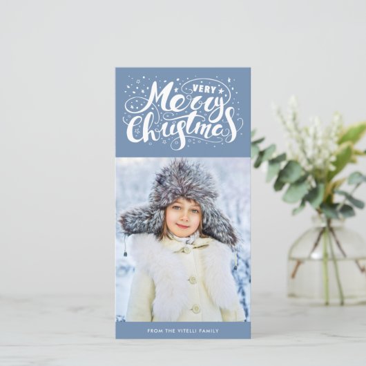 Zeer prettige kerstfoto | Leistblauw Feestdagenkaart (Staand voorkant)