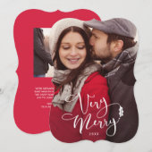 Zeer prettige kerstfotokaarten voor White Script Kaart (Voorkant / Achterkant)