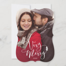 Zeer prettige kerstfotokaarten voor White Script Kaart