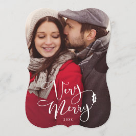 Zeer prettige kerstfotokaarten voor White Script Kaart