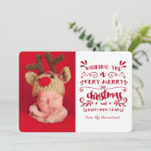 Zeer prettige kersttypografische fotokaart feestdagenkaart (Staand voorkant)