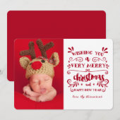 Zeer prettige kersttypografische fotokaart feestdagenkaart (Voorkant / Achterkant)