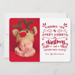 Zeer prettige kersttypografische fotokaart feestdagenkaart