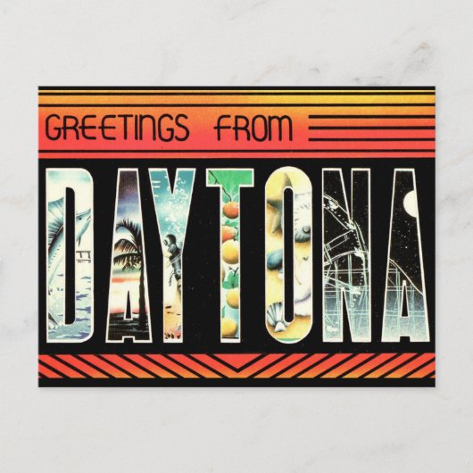 Zeer Retro Daytona Beach Florida Briefkaart (Voorkant)